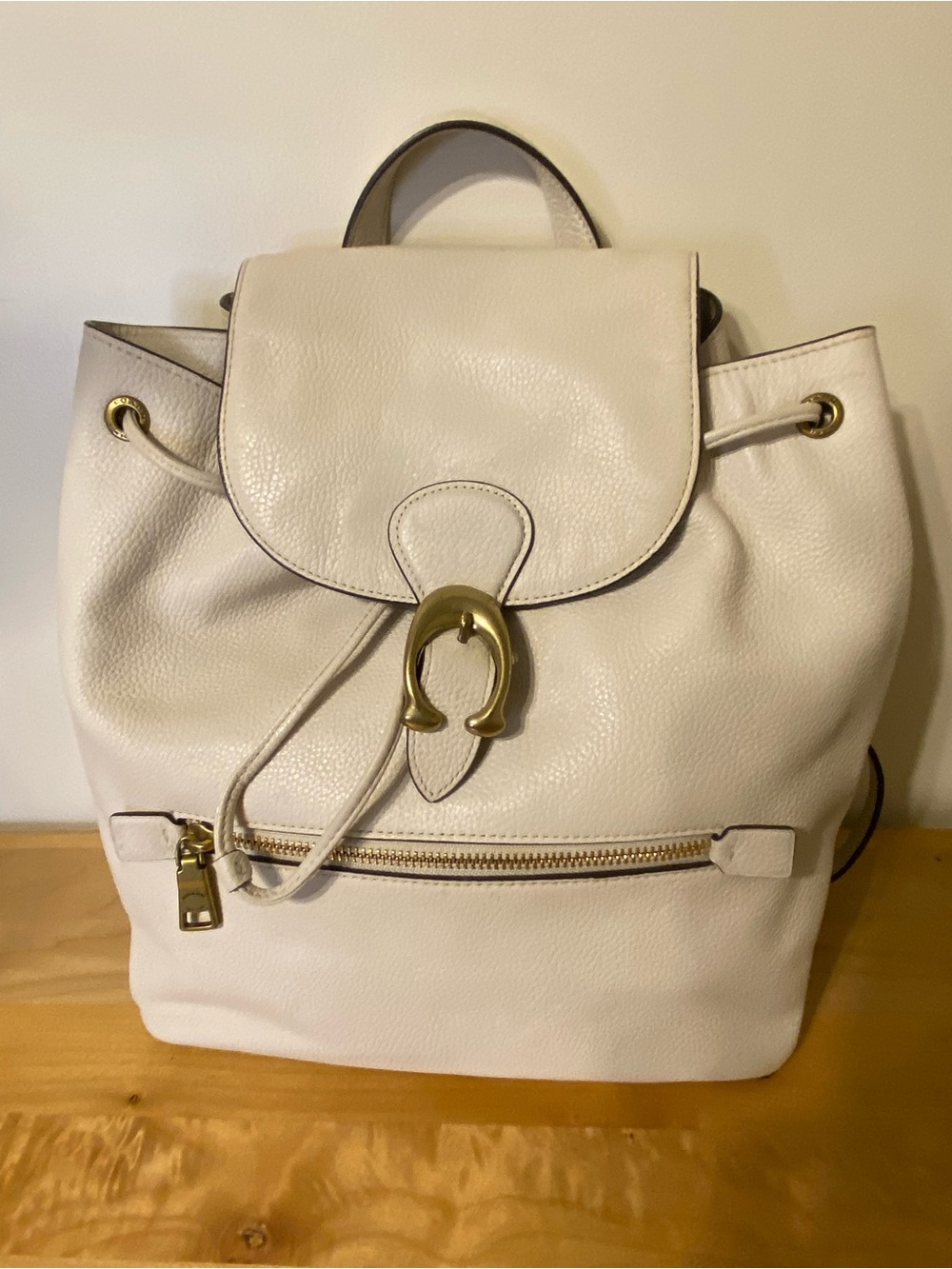 Coach Evia Backpack Purse Cream Off White Leather B198-68380